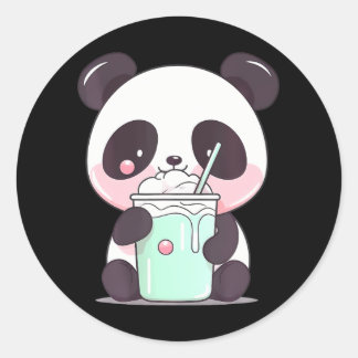 Kawaii Bubble Tea Panda Grappige Boba-thee Japans Ronde Sticker
