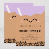 Kawaii Bubble Tea Par-tea Uitnodiging voor verjaar (Voorkant / Achterkant)
