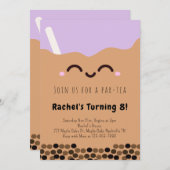 Kawaii Bubble Thé Par Thé Invitation Anniversaire (Devant / Derrière)