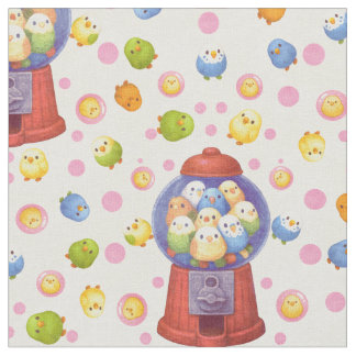 Kawaii Budgie Gumball Pastelpatroon Stof
