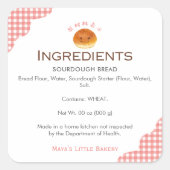 Kawaii Bun Rode Gingham Bakkerij Ingrediënt Produc Vierkante Sticker (Voorkant)