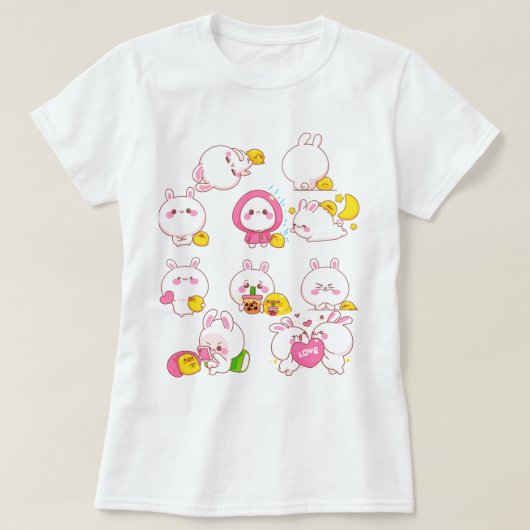 Kawaii Bunnies T-shirt (Design voorkant)
