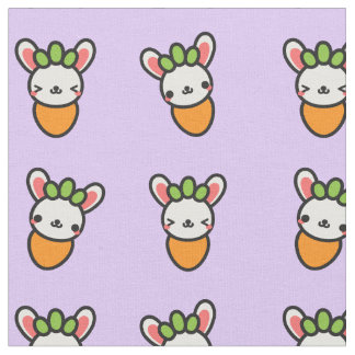 Kawaii Bunny Carrot met Paarse achtergrond Stof