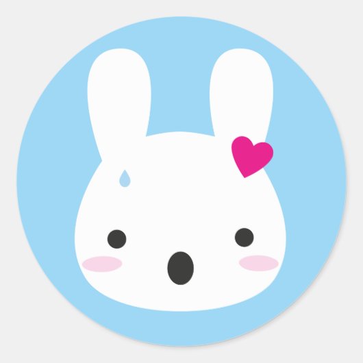 Kawaii Bunny Emoties Ronde Sticker (Voorkant)