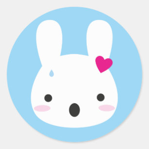 Kawaii Bunny Emoties Ronde Sticker