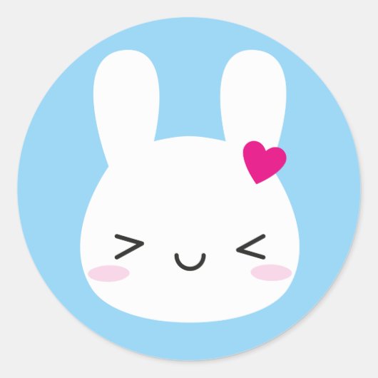 Kawaii Bunny Emoties Ronde Sticker (Voorkant)
