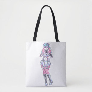 Kawaii Bunny Girl Pastel Sac fourre-tout fourrure