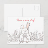 Kawaii Bunny/ Heb een leuke dag Briefkaart (Voorkant / Achterkant)