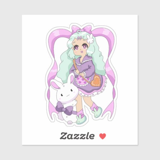 Kawaii Bunny Meisje Sticker (Vel)