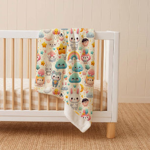 Kawaii Bunny Pastel Speelse Knusse Sherpa Deken