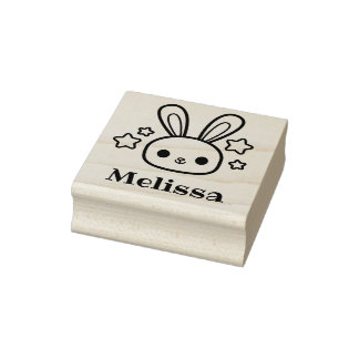 Kawaii Bunny Rabbit Rubber Stamp met jouw naam Rubberstempel