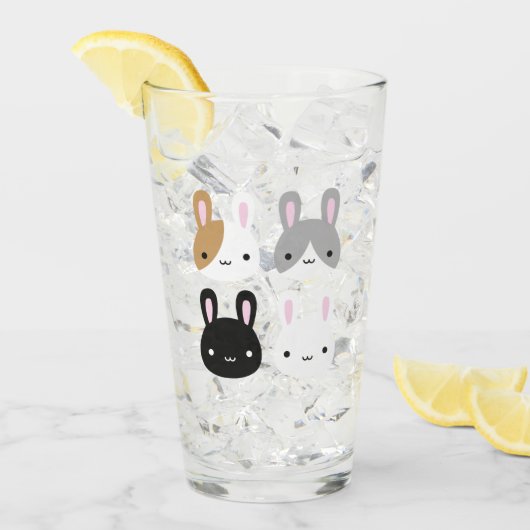 Kawaii Bunny Rabbits Glas (Voorkant ijs)