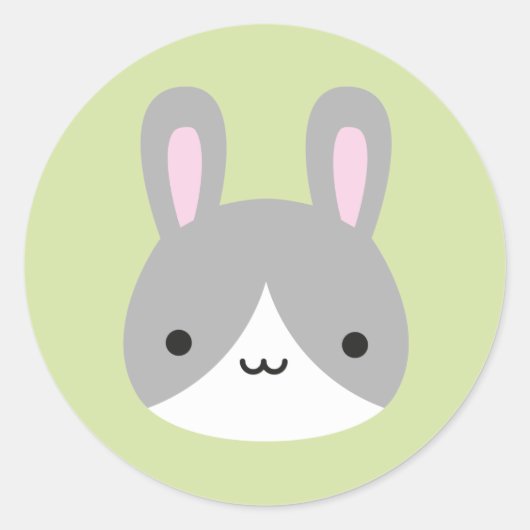 Kawaii Bunny Rabbits Ronde Sticker (Voorkant)