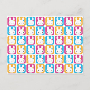 Kawaii Bunny Squares Briefkaart