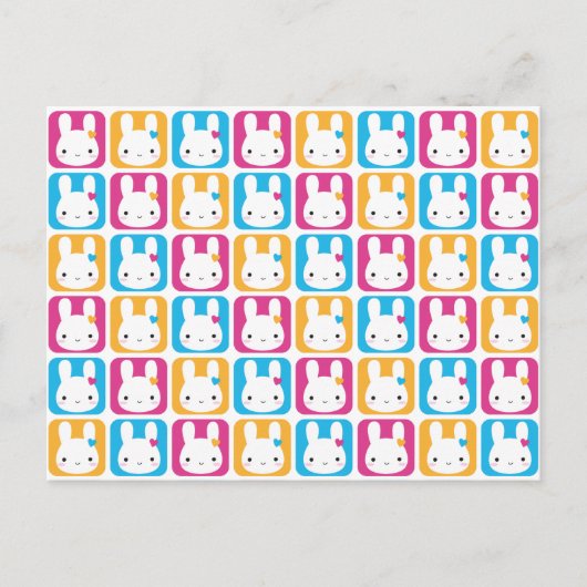Kawaii Bunny Squares Briefkaart (Voorkant)