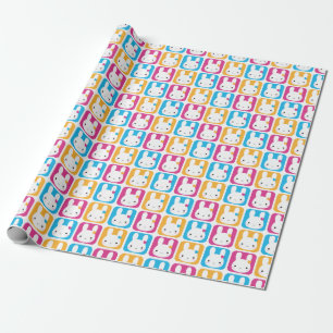 Kawaii Bunny Squares Cadeaupapier