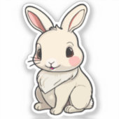 Kawaii Bunny Sticker - Fluffy White Rabbit Vinyl (Voorkant)