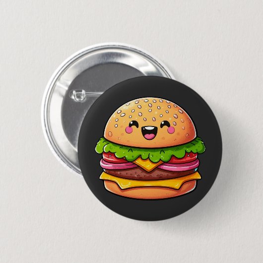 Kawaii Burger Delight Ronde Button 5,7 Cm (Voorkant /achterkant)