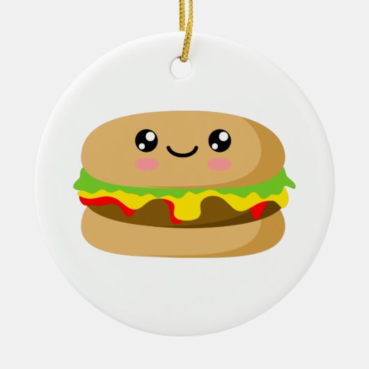 Kawaii Burger Keramisch Ornament (Voorkant)