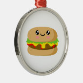 Kawaii Burger Metalen Ornament (Rechts)