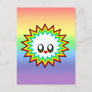 KAWAII BURST RAINBOW HAPPY FACE BRIEFKAART