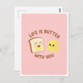 Kawaii Butter Brood Voedsel Pun Liefde Vriendschap Briefkaart (Voorkant / Achterkant)