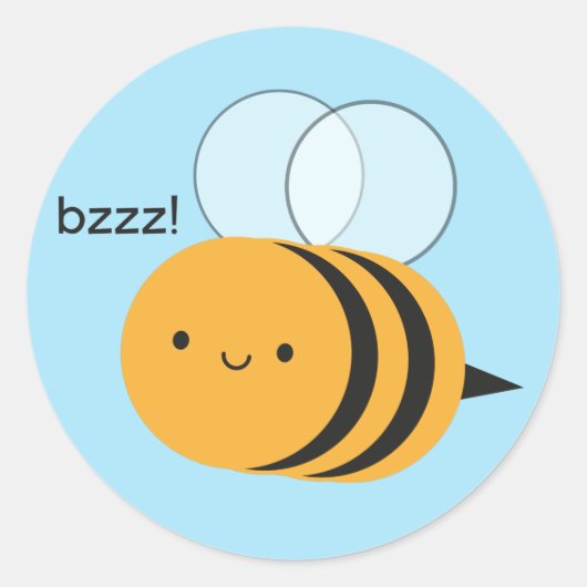 Kawaii Buzzy Bumble Bee Ronde Sticker (Voorkant)