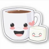 Kawaii Cacao en Marshmallow Sticker (Voorkant)