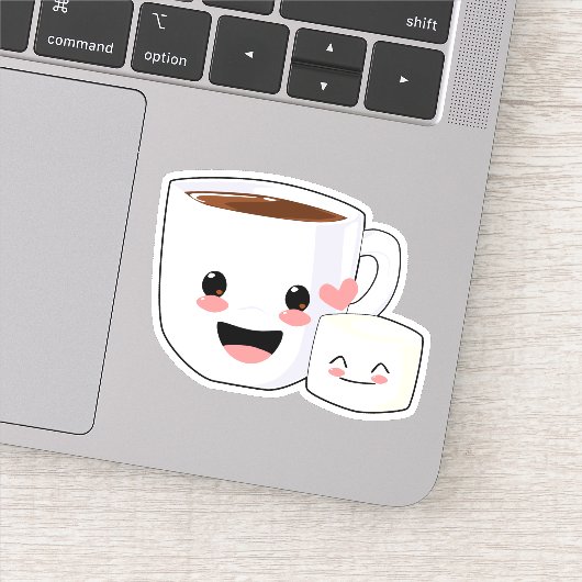 Kawaii Cacao en Marshmallow Sticker (Detail)
