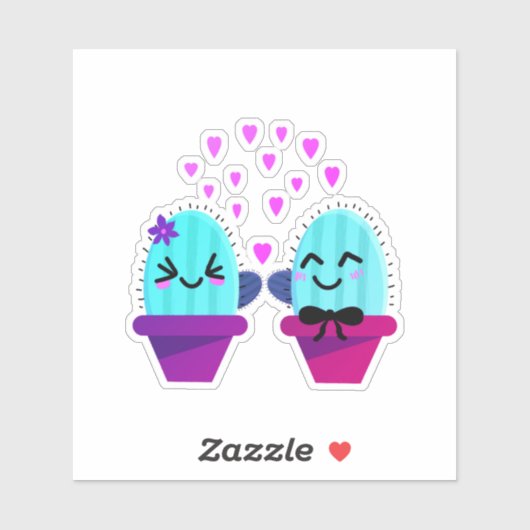 kawaii - cactus liefde sticker (Vel)