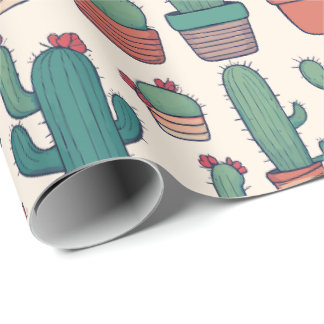 Kawaii Cactus Patroon Ontwerp Cadeaupapier