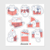 Kawaii Cadeau geschenkdoos Kat Vinyl Stickers (Vel)