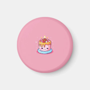 Kawaii cake magneet roze