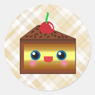 Kawaii Cake Pie Chocolade Vanille Crème Kers Lekke Ronde Sticker