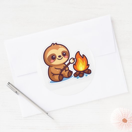Kawaii Campfire Sloth Sticker (Enveloppe)