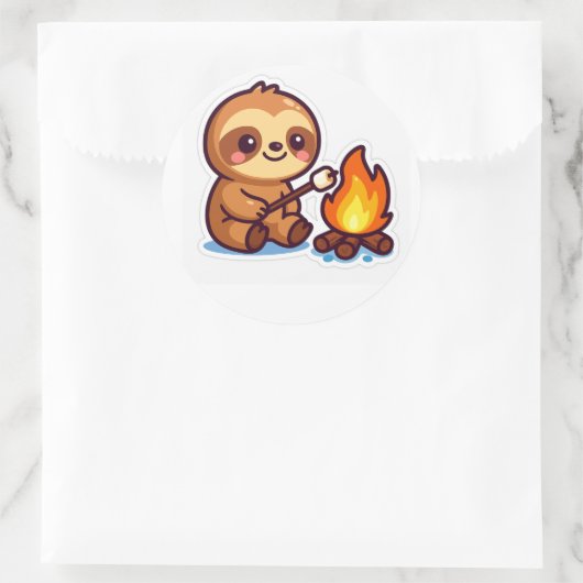 Kawaii Campfire Sloth Sticker (Sac)