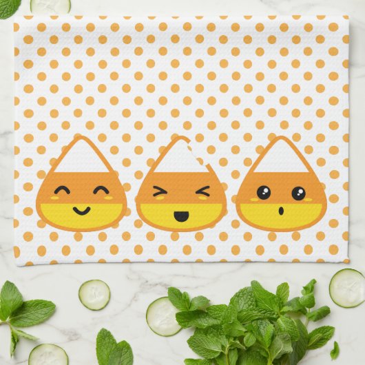 Kawaii Candy Corn Kitchen Towel Theedoek (Gevouwen)
