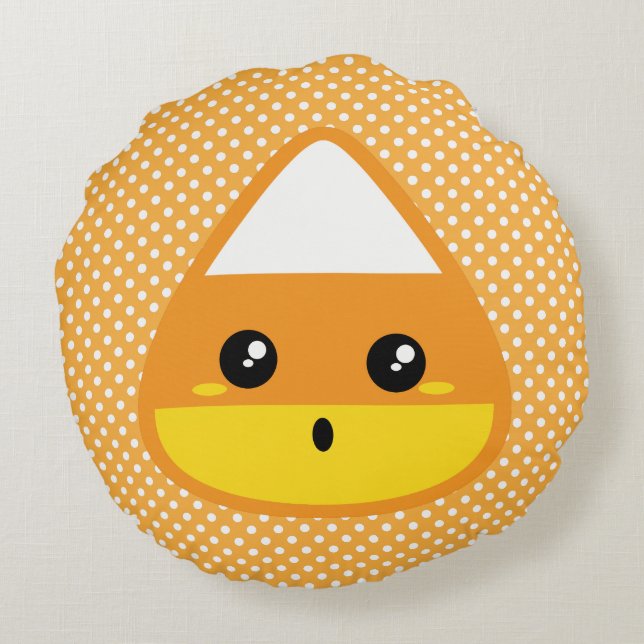 Kawaii Candy Corn Round Pillow Rond Kussen (Achterkant)