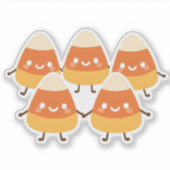 Kawaii Candy Corn Vrienden | Schattige Halloween o Sticker (Voorkant)