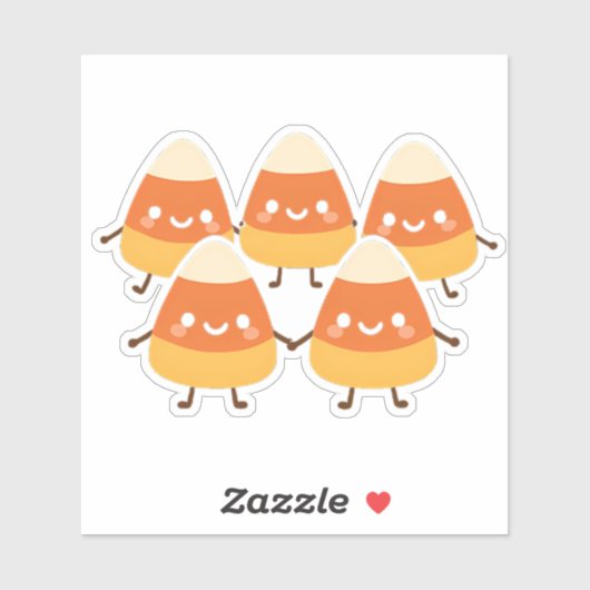 Kawaii Candy Corn Vrienden | Schattige Halloween o Sticker (Vel)