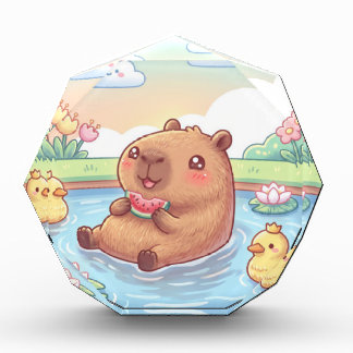 Kawaii capy in een vijver fotoblokken