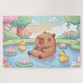 Kawaii capy in een vijver legpuzzel