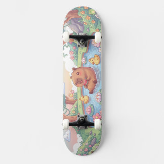 Kawaii capy in een vijver skateboard