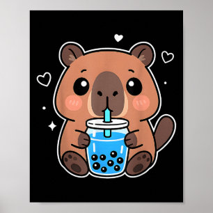 Kawaii Capybara Boba Drink Japans Schattige Anime  Poster