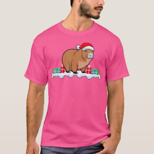 Kawaii Capybara draagt Santa Hat Capybara Lover C T-shirt