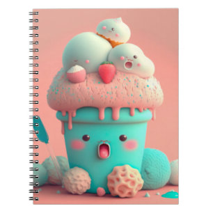 Kawaii carnet de crème glacée rose
