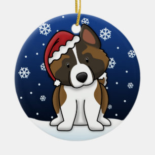 Kawaii Cartoon Akita kerstversiering Keramisch Ornament