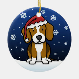 Kawaii Cartoon Beagle Kerstmis Keramisch Ornament