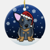Kawaii Cartoon Blue Heeler kerstversiering Keramisch Ornament (Achterkant)