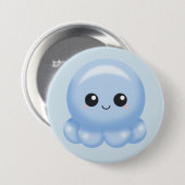 Kawaii Cartoon Blue Octopus Ronde Button 7,6 Cm (Voorkant /achterkant)